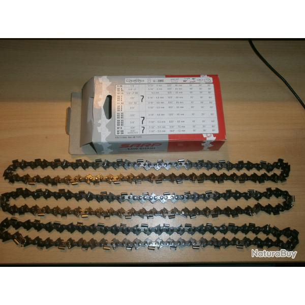 3 cha�nes de tron�onneuse Neuves 1/4 1.3mm 25cm 56 entraineurs