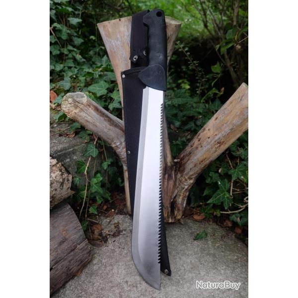 Couteau Machette 21-Inch Lame Acier 3Cr13 Serrated sur le Haut Manche ABS Etui Nylon Survie Alaska