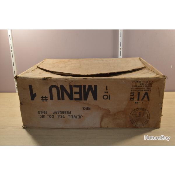 Carton Ration US Am�ricain MENU 1 - 7-44 1945 Grenier Normandie D-Day USA Army