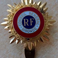Insigne, broche du Conseil G&eacute;n&eacute;ral de la Gironde