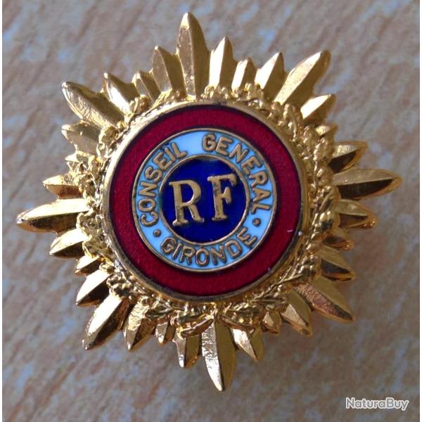 Boutonni�re, broche de revers du Conseil G�n�ral de la Gironde
