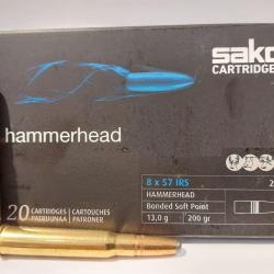Cartouches SAKO HAMMERHEAD 8X57 IRS (JRS) Soft Point 200grs 201F - Bo&icirc;te de 20 unit&eacute;s