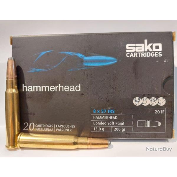 Cartouches SAKO HAMMERHEAD 8X57 IRS (JRS) Soft Point 200grs 201F - Bo�te de 20 unit�s