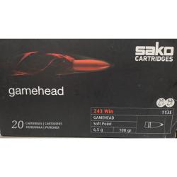 Cartouches SAKO GAMEHEAD 243 Win. Soft Point 90grs 112E - Boite de 20 unit&eacute;s