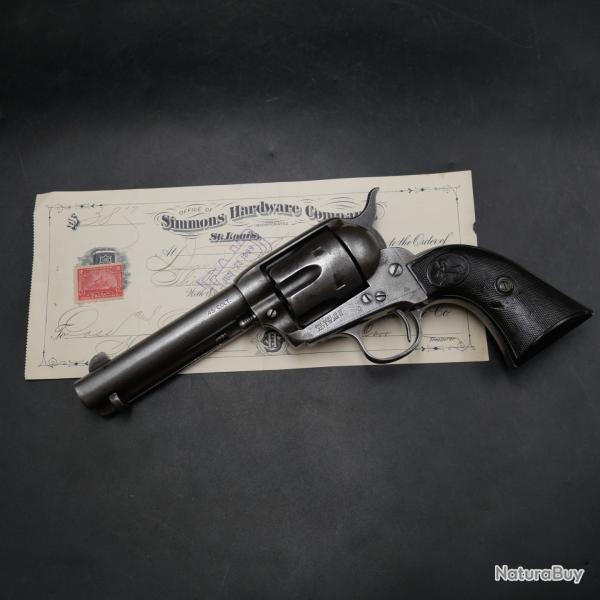 Colt Single Action Army Canon miroir Cal. 45 Smokless Frame , lettre archives Colt - Cat�gorie D