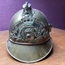 Casque de sapeurs pompiers ville de Creil fin XIX&egrave;me