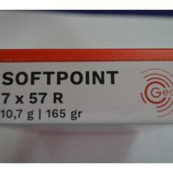 1 BOITE DE 20 BALLES GECO CALIBRE 7X57 R SOFTPOINT 10.7G/165GR  NEUVE