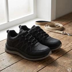 Baskets de marche homme synth&eacute;tiques noires - Tige basse 42