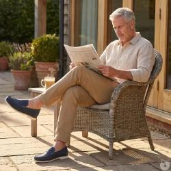 Mocassins Homme en Synth&eacute;tique Bleu Marine - Tige Basse 43