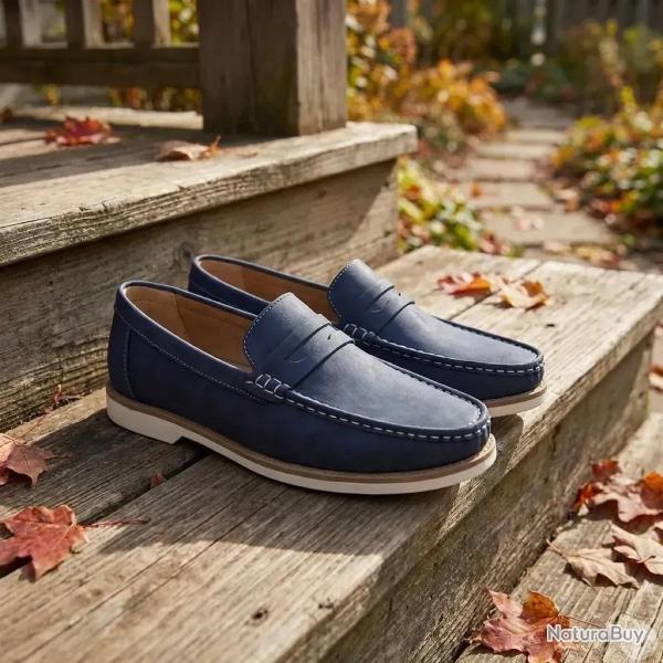 Mocassins Homme en Synth�tique Bleu Marine - Tige Basse 44