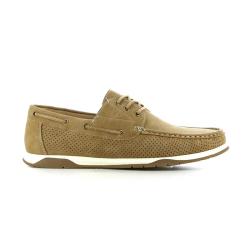 Chaussures bateau homme en synth&eacute;tique camel - Tige basse 40
