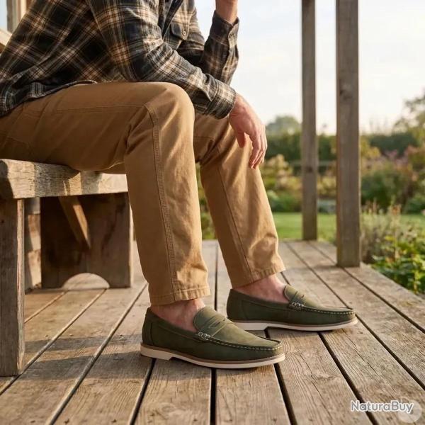 Mocassins Homme Kaki en Synth�tique - Tige Basse 45