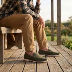 Mocassins Homme Kaki en Synth&eacute;tique - Tige Basse 42