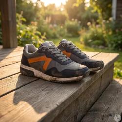 Baskets Homme Gris et Noir en Synth&eacute;tique - Tige Basse 41