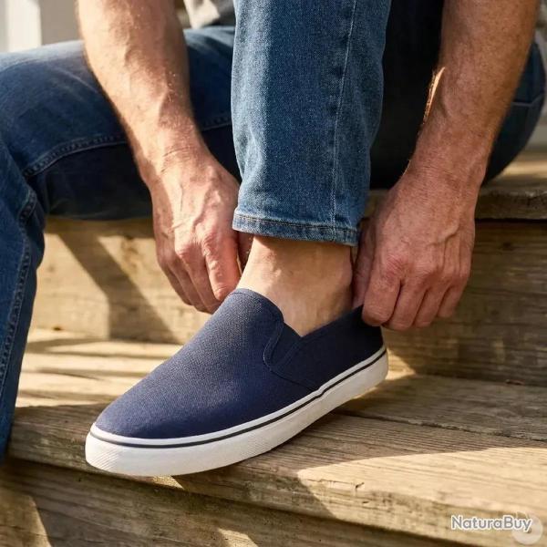 Chaussures souples homme en textile bleu marine - Tige basse 45