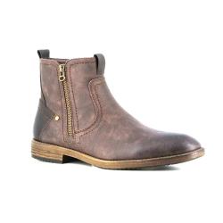 Bottines Homme Mi-Hautes en Synth&eacute;tique Marron avec Zip 46