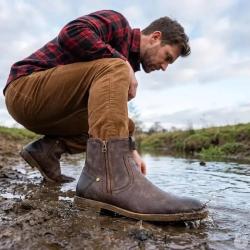 Bottines Homme Mi-Hautes en Synth&eacute;tique Marron avec Zip 46
