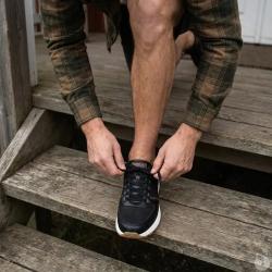 Baskets Homme Noir et Marron en Synth&eacute;tique - Tige Basse 41