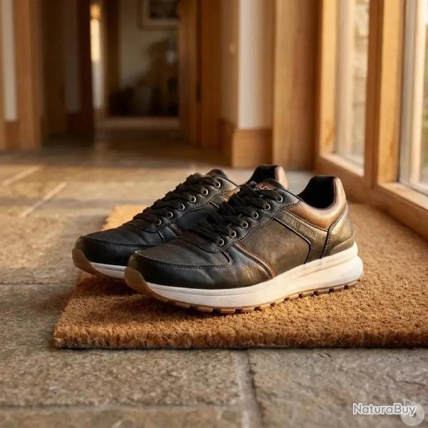 Baskets Homme Noir et Marron en Synth�tique - Tige Basse 43