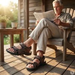 Sandales Homme Marron &agrave; Scratchs en Synth&eacute;tique - Confort et Pratique 43