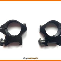 Colliers de montage lunette NON REHAUSSE &Oslash;25.4mm / rail 20mm weaver et picatinny