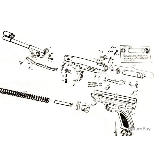 Weihrauch HW70: vis et rondelle exterieur pour pistolet � plombs HW 70