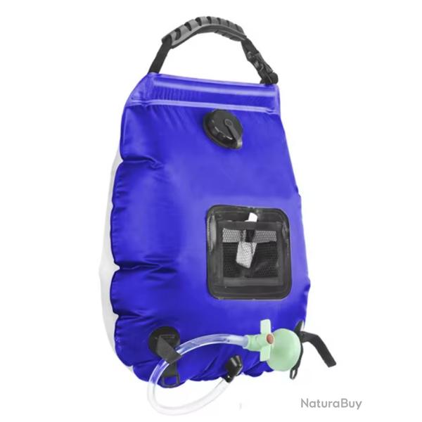Sac de Douche Solaire Camping 20L Portable avec Pommeau Douche Bivouac Randonn�e Bleu