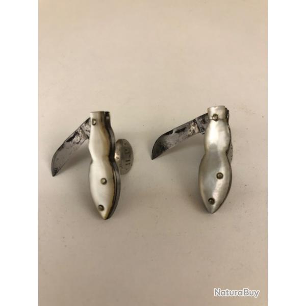 Petit couteau pliant en forme de Boutons de manchette en nacre