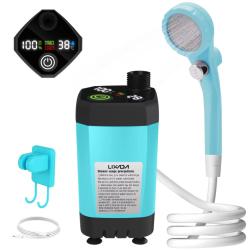 Pompe de Douche de Camping Portable 6000mAh USB Affichage Num&eacute;rique Bleu