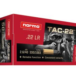Vente Flash ! LOT DE 500 BALLES  NORMA TAC 22LR  POINTE PLOMB 40GR 2.6gr