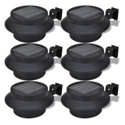Lampes solaires LED noir plastique 12x6,35 cm &eacute;clairage automatique 6 pcs