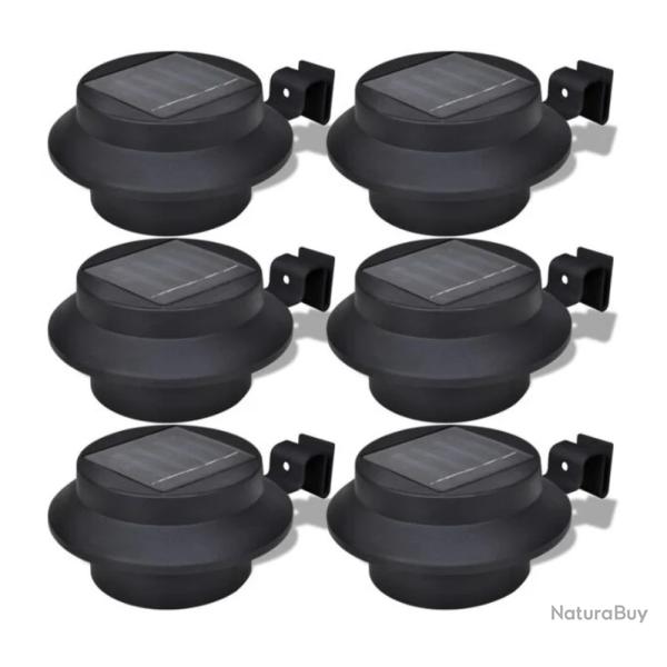 Lampes solaires LED noir plastique 12x6,35 cm �clairage automatique 6 pcs