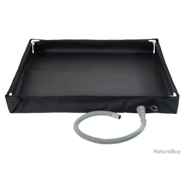 Base de Douche Camping Pliable 80x80 cm Plateau de Sol pour Tente de Douche Noir