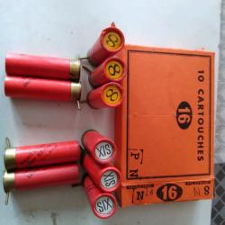 boite de 10 cartouches a broche leon beaux cal 16 pl 6 et 8