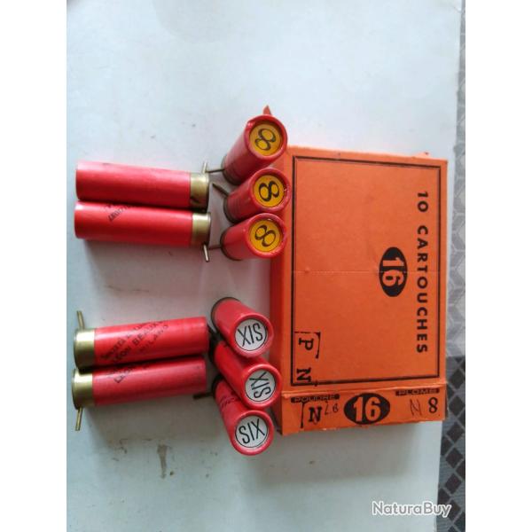 boite de 10 cartouches a broche leon beaux cal 16 pl 6 et 8