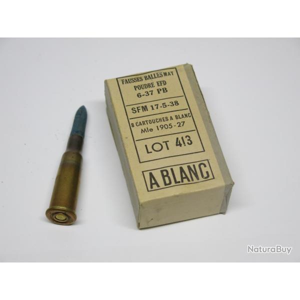 Boite avec 8 cartouches Lebel a blanc balle bois 1938 categorie C