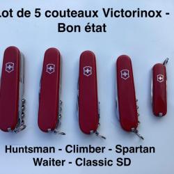 Lot 5 couteaux Victorinox  - Occasion tr&egrave;s bon &eacute;tat