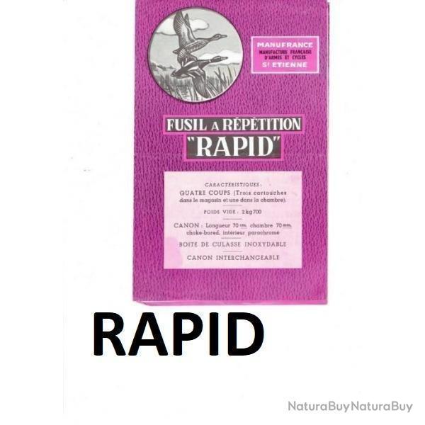 notice fusil RAPID MANUFRANCE (envoi par mail) - VENDU PAR JEPERCUTE (m2734)