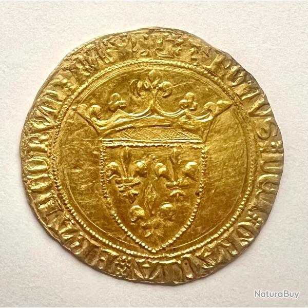 Charles VI / Ecu d'or � la couronne (1380 - 1422) Dijon TTB+