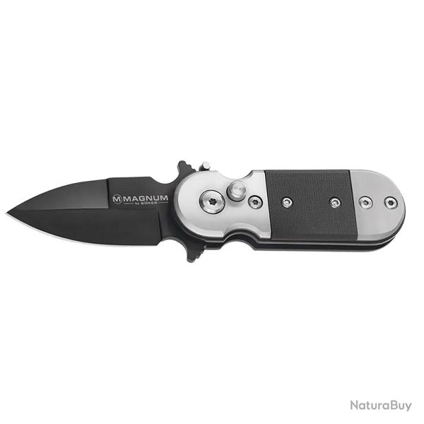 Couteau Black Lightning - Lame 440A 50mm - Manche G10/Acier Noir et Gris