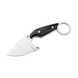 Couteau Enki - Lame Drop Point 5,8 cm en Acier 440B avec Manche Micarta Noir