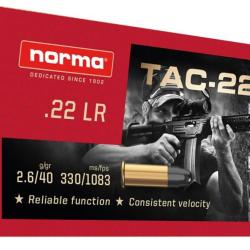 BOITE DE 50 CARTOUCHES NORMA TAC-22 CAL.22LR RN 40GR