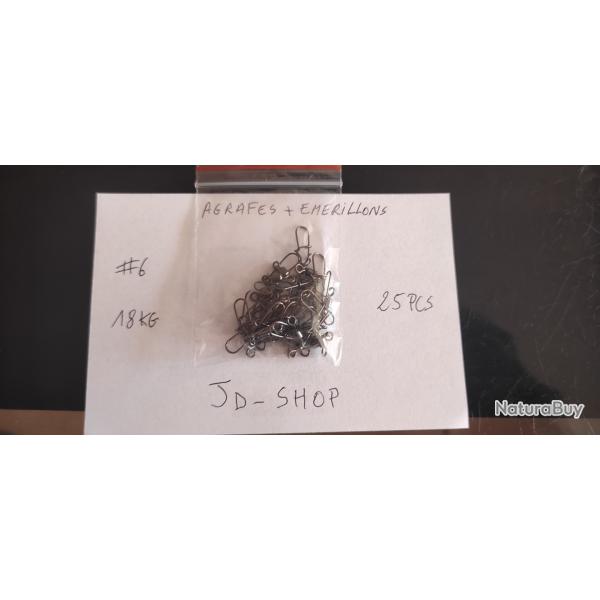 25 agrafes avec �merillon #6 18kg pour la p�che en eau douce ou en mer