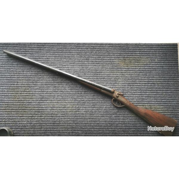Fusil juxtapos� � percussion - artisanat Belge - calibre 12 - d�coration ou � r�parer