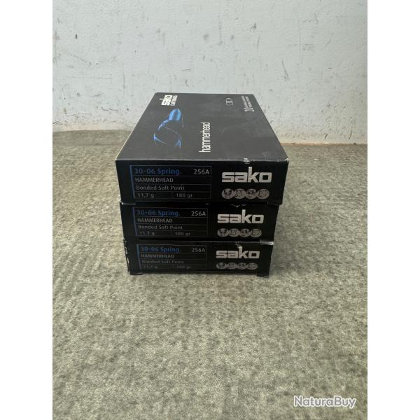 LOT DE 3 BOITES DE SAKO HAMMERHEAD CALIBRE 30-06 180 GR - 1� sans prix de reserve