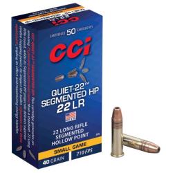 Cartouches CCI Quiet-22 Segmented HP - 22LR- 40 grains - Boite de 50
