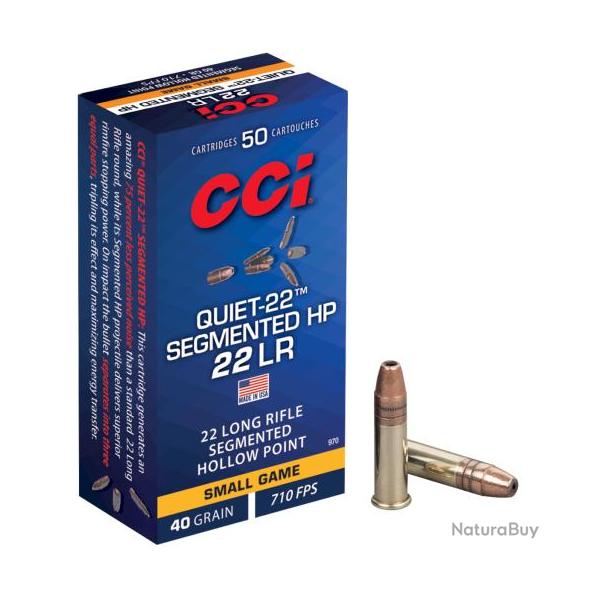Cartouches CCI Quiet-22 Segmented HP - 22LR- 40 grains - Boite de 50