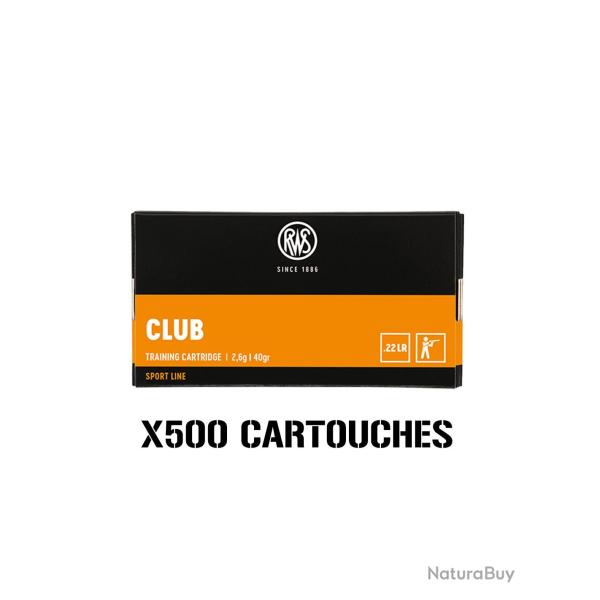 LOT DE 500 CARTOUCHES RWS .22LR CLUB