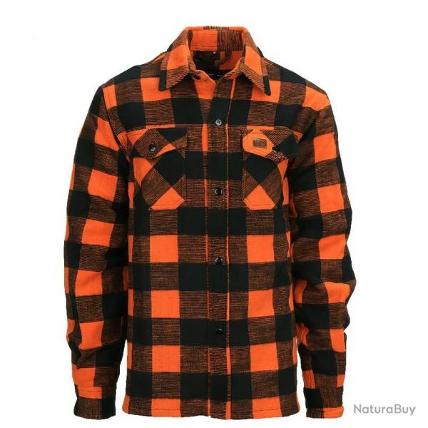 Chemise �paisse � carreaux. type bucheron. couleur orange et noir