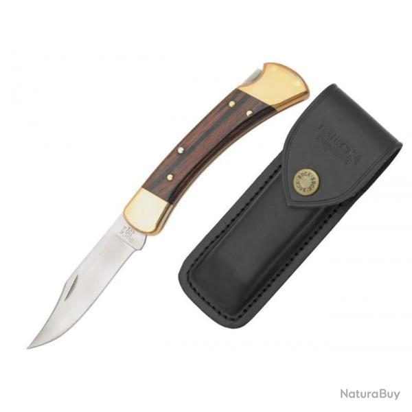 Couteau Pliant Buck 110BRS Folding Hunter - Acier 420HC, Manche �b�ne, �tui Cuir